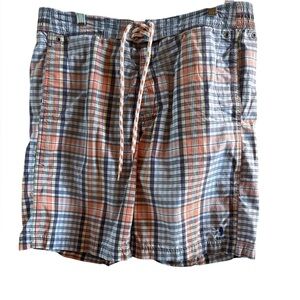 Izod Men’s Multicolor Plaid Swim Board Shorts Mesh Lining‎ Drawstring